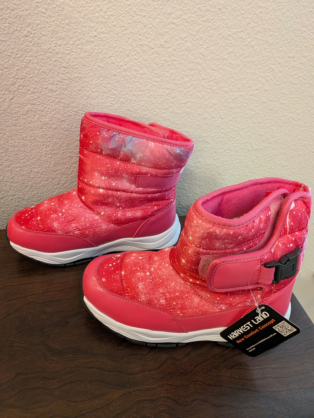 Harvest Land Kids Pink Snow Boots with Easy-Adjust Strap